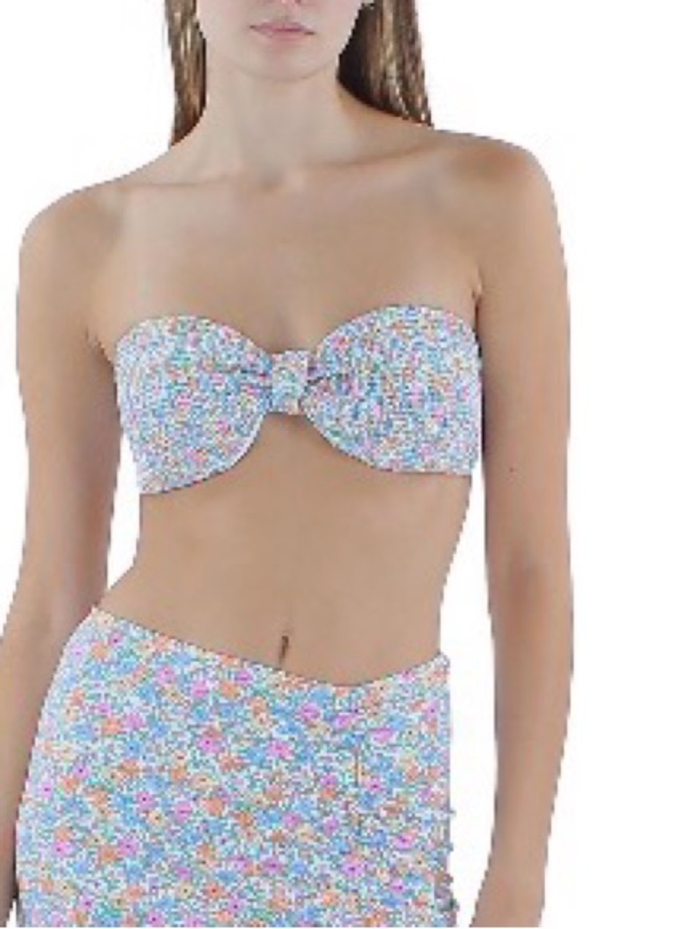 Body Floral Strapless Bandeau Bikini Top - Pastel Floral size Small Nwt